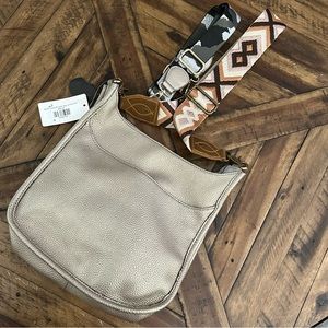 SADDLE BAG IN VEGAN LEATHER IN PEWTER (includes EXTRA strap)